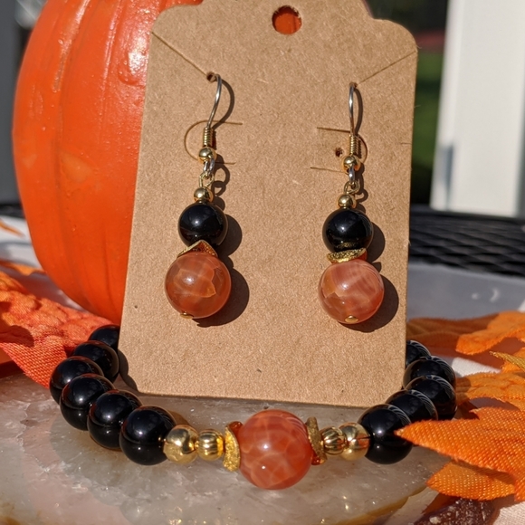 Black Onyx & Carnelian Set - Picture 5 of 7